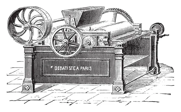 Moinho Três Rolos Ilustração Gravada Vintage Enciclopédia Industrial Lami 1875 — Vetor de Stock