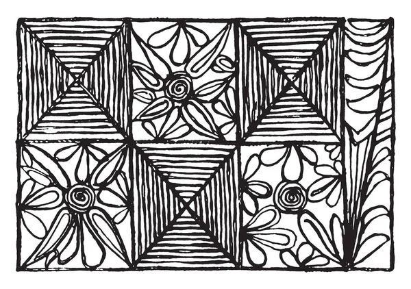 Самоанська Трава Тканиною Яка Докладно Самоанська Скло Тканини Рядок Прикраси — стоковий вектор