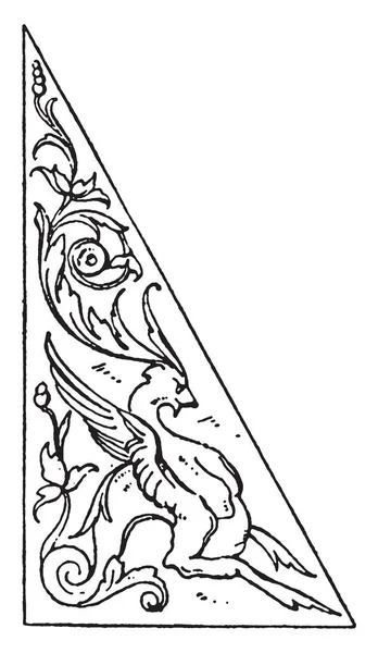 Треугольная Панель Найдена Лавке Лаврентийской Библиотеки Италии Винтажный Рисунок Линии — стоковый вектор