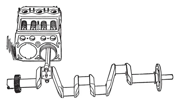 Construir Automóvil Paso Cilindros Mostrando Pistón Cigüeñal Está Conectado Cigüeñal — Vector de stock