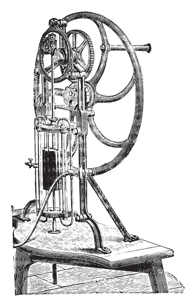 Deleuil Pneumatic Machine Vintage Engraved Illustration Industrial Encyclopedia Lami 1875 — Stock Vector