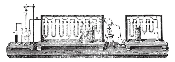Agua Sintética Por Descomposición Del Óxido Cobre Por Hidrógeno Ilustración — Archivo Imágenes Vectoriales