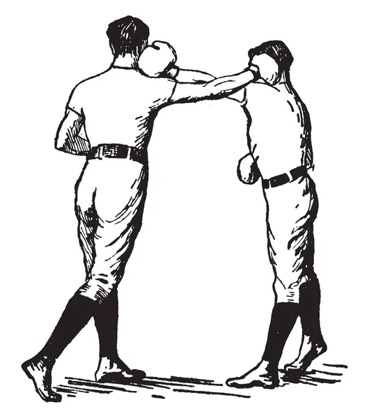 Pose Boxe Croisée Droite Les Deux Boxeurs Frappent Autre Même — Image vectorielle