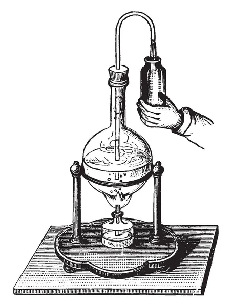 Matraz Que Calienta Sobre Una Llama Abierta Con Tubo Frasco — Archivo Imágenes Vectoriales