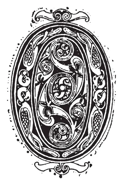 Декоративная Буква Рисунок Винтажной Линии Гравировка — стоковый вектор