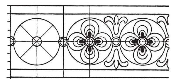 Evangeliarum 玫瑰带是第八世纪设计的花朵 它是由 Godescald 设计的查理曼 复古线条画或雕刻 — 图库矢量图片