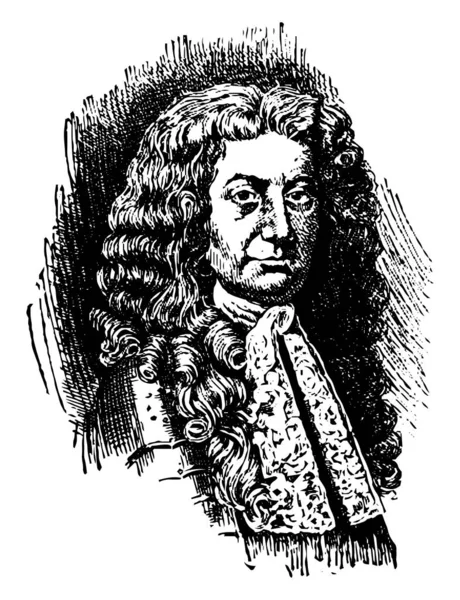 爱德蒙爵士 1637 1714 他是新英格兰统治的州长从 1686 1689 他还担任纽约州州长 东西新泽西 弗吉尼亚州和马里兰州 复古线条画或雕刻插图 — 图库矢量图片
