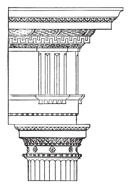 Porządku Doryckim Themoe Dioklecjana Później Rzymskiej Architektury Upuszczając Prosto Stylobate — Wektor stockowy