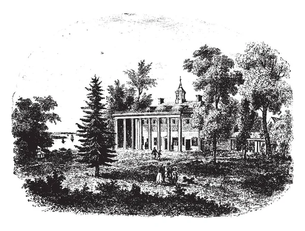 George Ουάσιγκτον Αγαπημένη Mount Vernon Σπίτι Που Χτίστηκε 1735 Πατέρας — Διανυσματικό Αρχείο