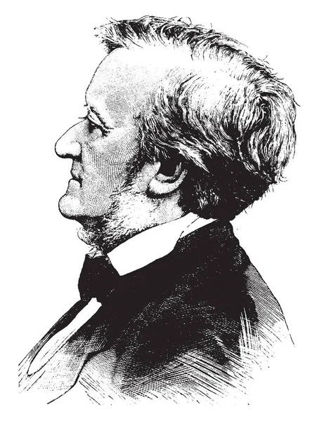 リヒャルト ワーグナー 1813 1883 彼はドイツの作曲家 劇場ディレクター およびコンダクター ビンテージの線画や彫刻イラスト — ストックベクタ