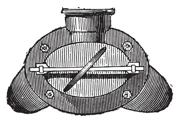 Gas Retort End View Vintage Engraved Illustration Industrial Encyclopedia Lami — Stock Vector