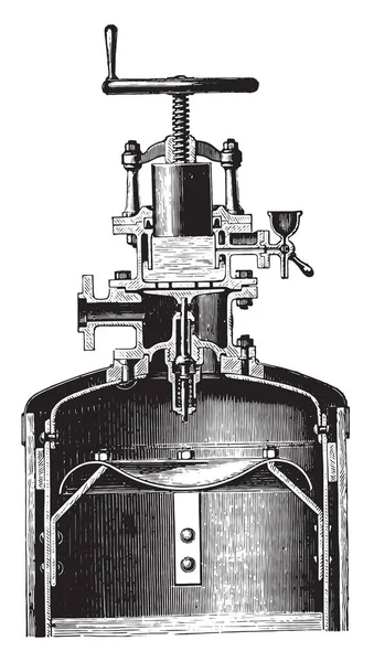 Controlador Relajante Instalado Calentador Vertical Ilustración Grabada Vintage Enciclopedia Industrial — Vector de stock