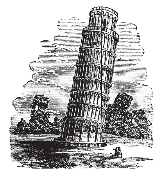 피사의 이탈리아에 번째는 도시에서 빈티지 타워의 기울기 — 스톡 벡터