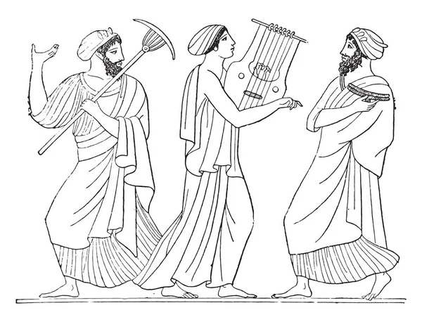 Танець Після Вазопису Вінтажні Гравіровані Ілюстрації — стоковий вектор