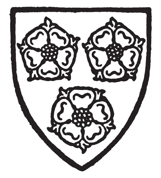 Cosington masmavi üç gül altın, vintage çizgi çizme veya oyma illüstrasyon delik.