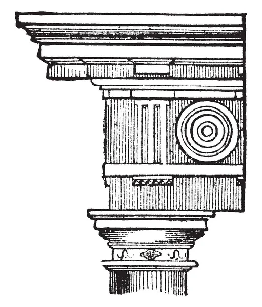 ドリス式オーダー 古典的な寺院建築 立って ビンテージの線描画や彫刻イラスト — ストックベクタ