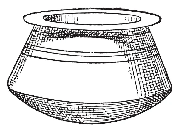 ハンドルなしの大釜 ヴィンテージ刻まれた図 — ストックベクタ