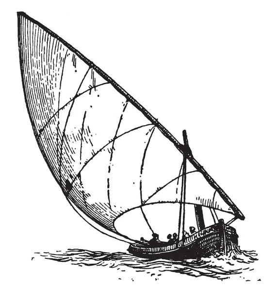 Barco Con Vela Lateen Una Vela Triangular Extendida Patio Que — Archivo Imágenes Vectoriales