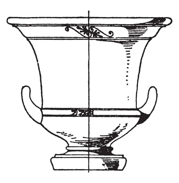 ギリシャ Krater アンティークの花瓶の種類 混合水とワインやビンテージの線画 彫刻図の一般的なもの — ストックベクタ