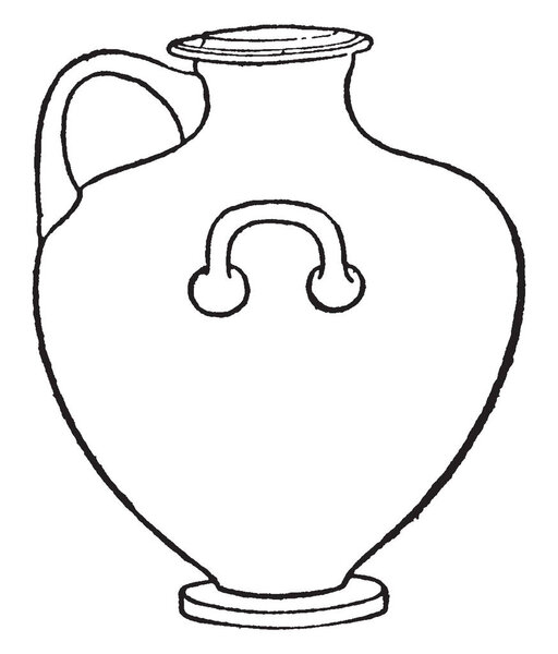 Kalpis Greek Vase is a type of Greek pottery, its used for carrying water, vintage line drawing or engraving.
