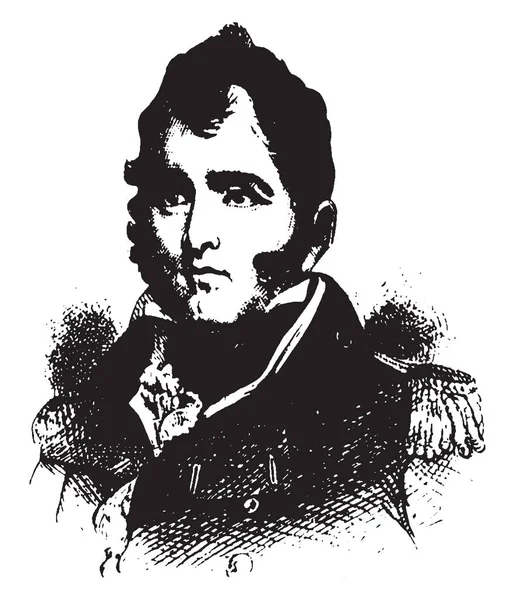 Oliver Perry 1785 1819 Foi Comandante Naval Americano Desenho Linha —  Vetores de Stock