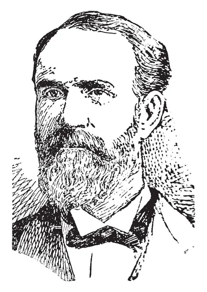 詹姆斯 威尔逊 1835 1920 他是美国政治家和美国农业部长 复古线画或雕刻插图 — 图库矢量图片