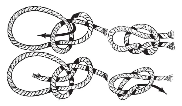 Vitorlafeszítő Kötél Csomóját Mely Egyszerű Lépésben Árukapcsolás Vitorlafeszítő Kötél Vintage — Stock Vector