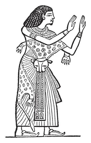 Egyptian Ancient Statue Female Picture Vintage Line Drawing Engraving Illustration — Stock Vector