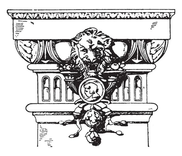 Modern Doric Pilaster Capital Design Doric Egg Dart Tête Lion — Image vectorielle