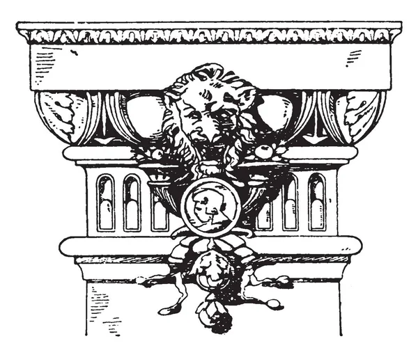 Pilaster Dórico Moderno Capital Design Doric Ovo Dardo Cabeça Leão —  Vetores de Stock