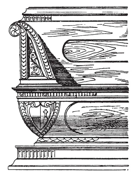 Renaissance Bench Tiene Diseño Flores Tallado Capa Superior Capa Inferior — Archivo Imágenes Vectoriales