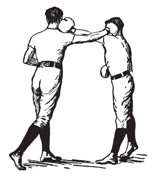 Cross Punch Oder Straight Boxing Pose Bei Der Beide Boxer — Stockvektor