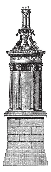 Monumento Coragico Lisicrate Vicino All Acropoli Atene Ricco Mecenate Degli — Vettoriale Stock