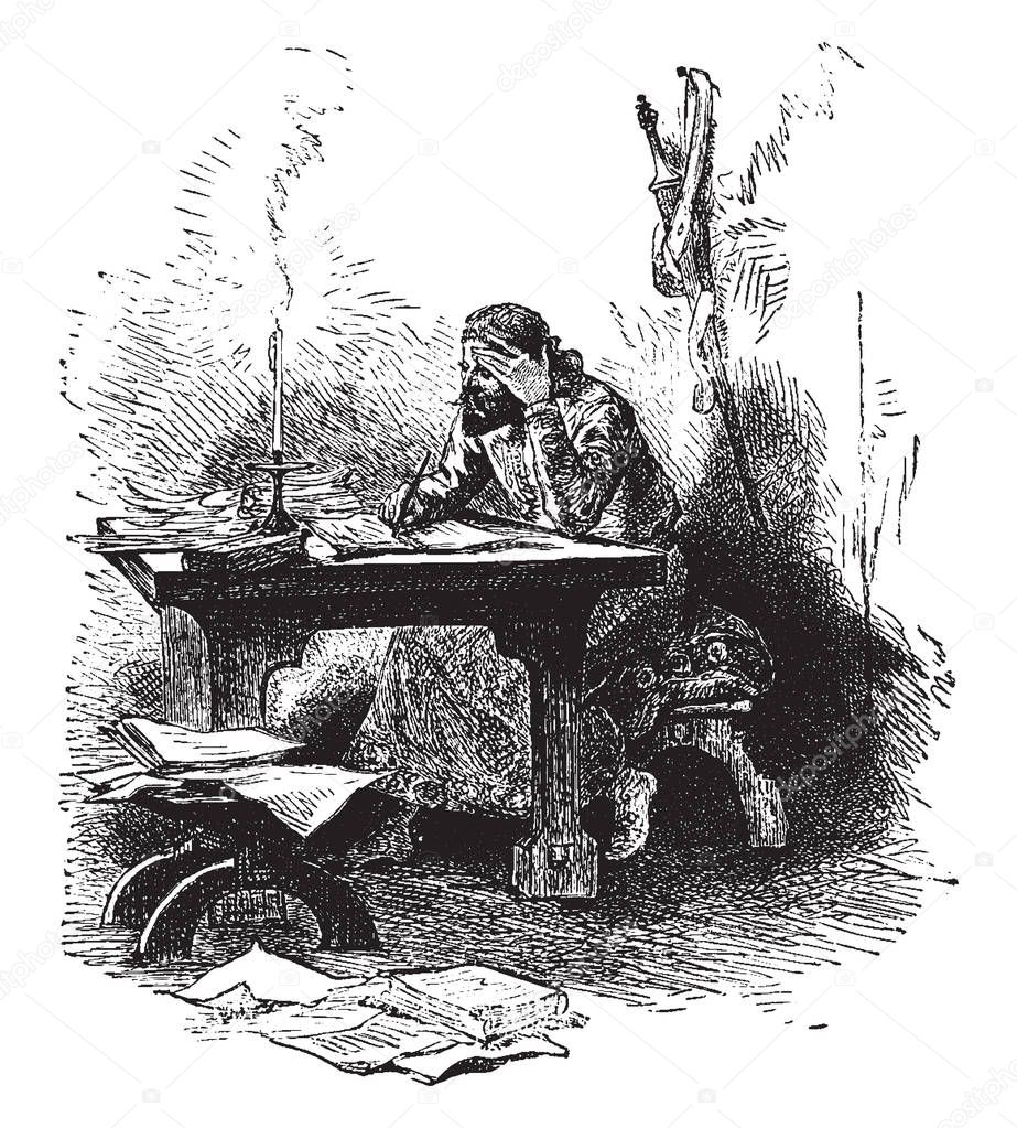 Alfredo el Grande, 849899, fue el rey de Wessex de 871 a 899, dibujo de línea vintage o