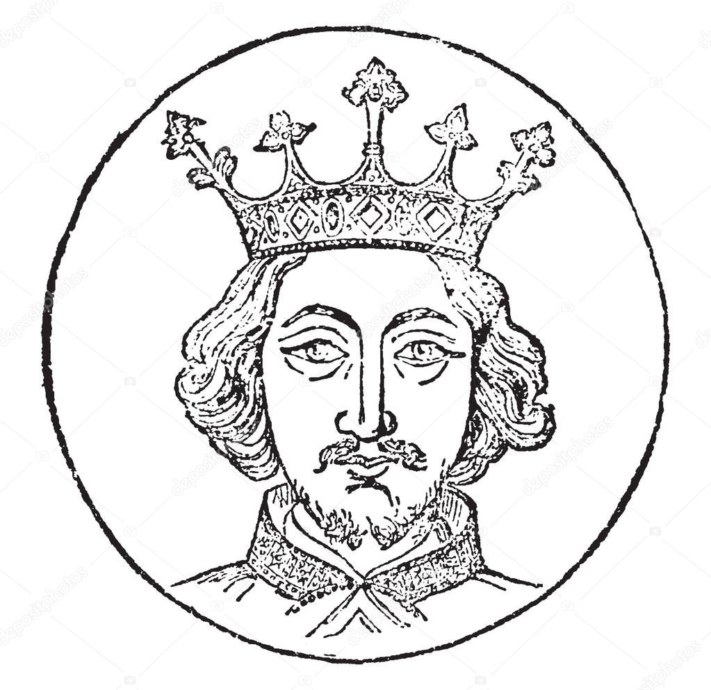 Richard II, 1367-1400, he was the king of England from 1377 to 1399, vintage line drawing or engraving illustration