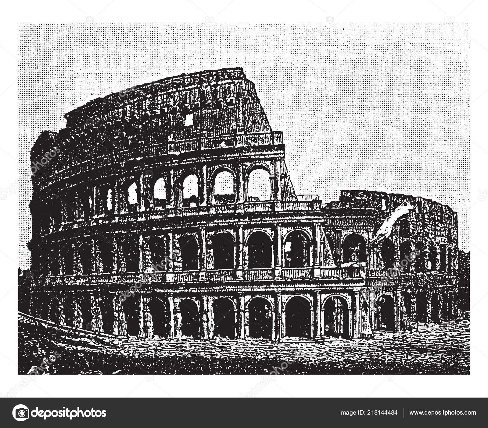 Colosseum Damage Caused Earthquakes Emperors Flavian Dynasty Unofficial Name Amphitheatrum Stock