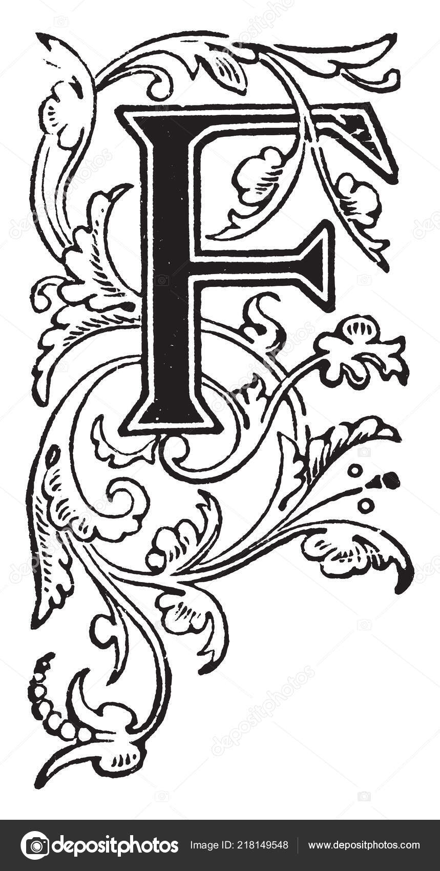 Dekorativ Bokstav Med Blommig Utsmyckning Vintage Linje Ritning Eller  Gravyr — stockvektor av ©Morphart 218149548, image size:859x1700