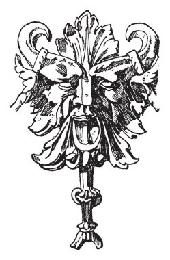 Alman maske mezar Pforzheim, vintage çizgi çizme veya oyma illüstrasyon.