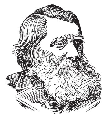 John Ruskin, 1819-1900, o Victoria dönemi, sanat koruyuculuğu ve teknik ressam, vintage çizgi çizme veya oyma illüstrasyon önde gelen İngiliz sanat eleştirmeni olarak