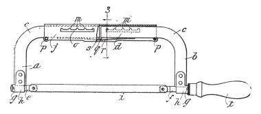 Bu resimde kesmek bir dönen disk, vintage çizgi çizme veya oyma resimde olan gördüm temsil eder.