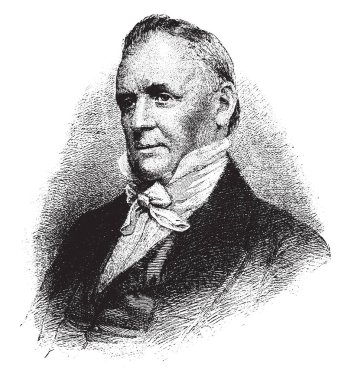 James Buchanan, 1791-1868, o 1861 ABD'ye 1857 gelen ve ABD Senatör Pennsylvania, iç savaş, vintage çizgi çizme veya oyma çizim başlamadan önce son başkanı olmak için ünlü onbeşinci başkanı oldu