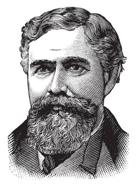 General John C. siyah, 1839-1915, o bir demokratik ABD Kongre üyesi ve alay komutanı, vintage çizgi çizme veya oyma illüstrasyon yapıldı.