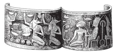 XVIII Hanedanı, vintage çizgi çizme veya oyma illüstrasyon altın bilezik.