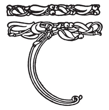 Üzüm kenarlığa sahip bir iç içe bives ve kuşlar, vintage çizgi çizme veya oyma illüstrasyon.