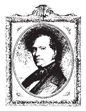 Franklin Pierce, 1804-1869, o Amerika Birleşik Devletleri'ne 1853 dan 1857, Amerika Birleşik Devletleri Senatör ve temsilcisi New Hampshire, vintage çizgi çizme veya oyma illüstrasyon ondördüncü başkanı oldu