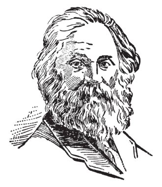 Walt Whitman, ABD'li şair, denemeci ve gazeteci, vintage çizgi çizme veya oyma illüstrasyon onun 1819-1892, olduğunu