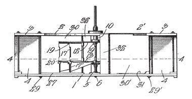 Bu resimde hidrolik motorlu döner mekanik hareket, vintage çizgi çizme veya oyma illüstrasyon genellikle sağlanan temsil eder.