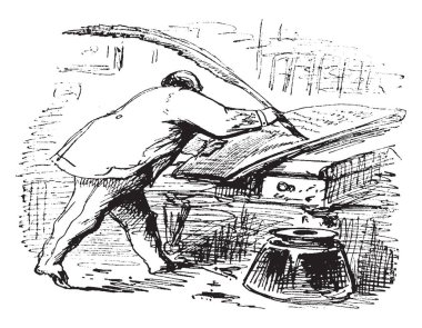 Bir tüy kalem ile Thomas Nast yazma veya çizim karikatür, insanlar yazma ve çizim için tarihi, vintage veya illüstrasyon oyma