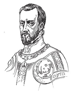 Philip II, 1527-1598, İspanya Kralı ve Kral Portekiz, vintage çizgi çizme veya oyma illüstrasyon biriydi