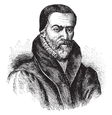 William Tyndale, 1494-1536, o bir İngiliz bilim adamı ve protestan reformcu, vintage çizgi çizme veya oyma illüstrasyon yapıldı.